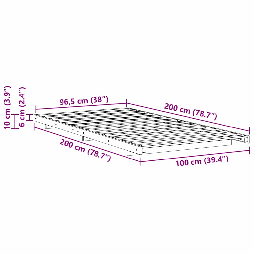 Cadre de lit Marron 100 x 200 cm Pin massif - XIOS