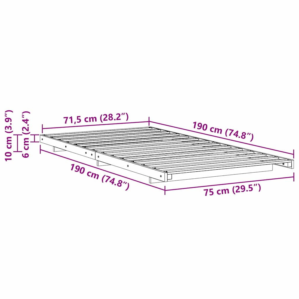 Cadre de lit Blanc 75 x 190 cm Pin massif - XIOS