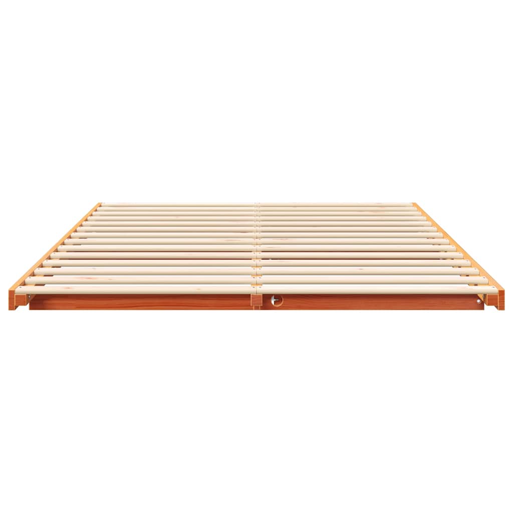 Cadre de lit Brun cire 160 x 220 cm Pin massif - XIOS
