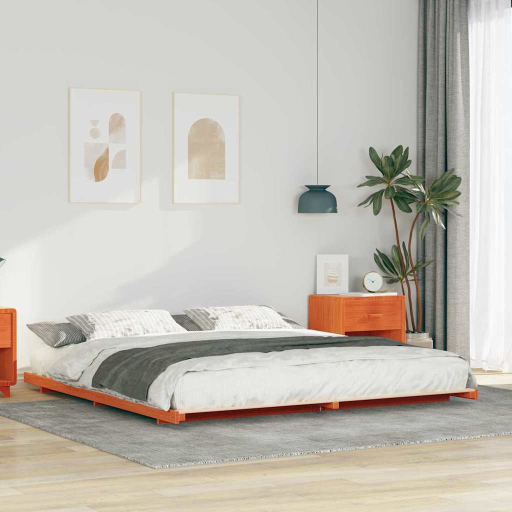 Cadre de lit Brun cire 180 x 220 cm Pin massif - XIOS