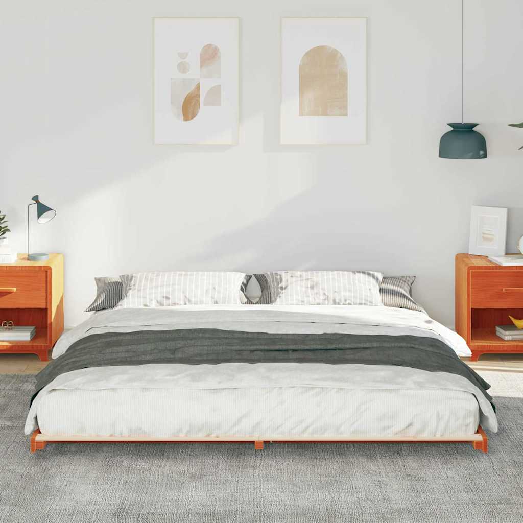 Cadre de lit Brun cire 180 x 220 cm Pin massif - XIOS