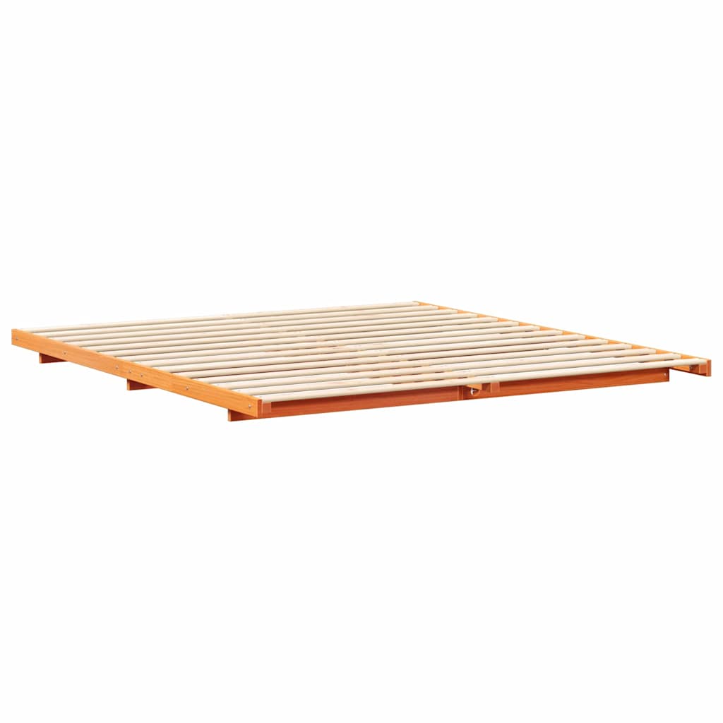 Cadre de lit Brun cire 180 x 220 cm Pin massif - XIOS
