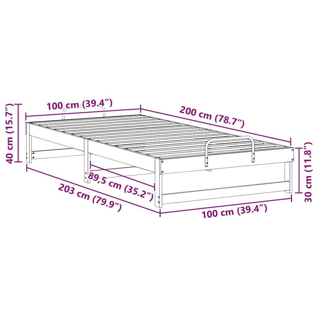 Cadre de lit Marron 100 x 200 cm Pin massif - XIOS