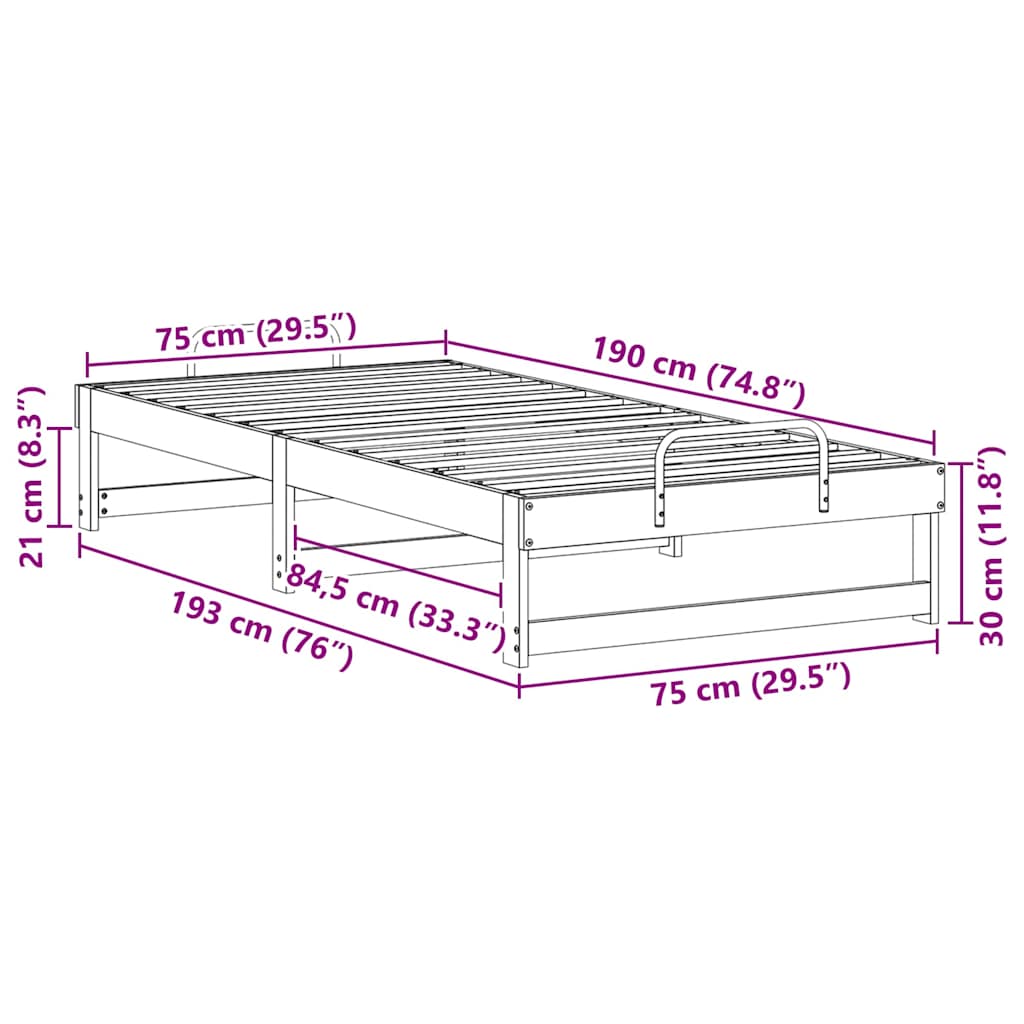 Cadre de lit Marron 75 x 190 cm Pin massif - XIOS
