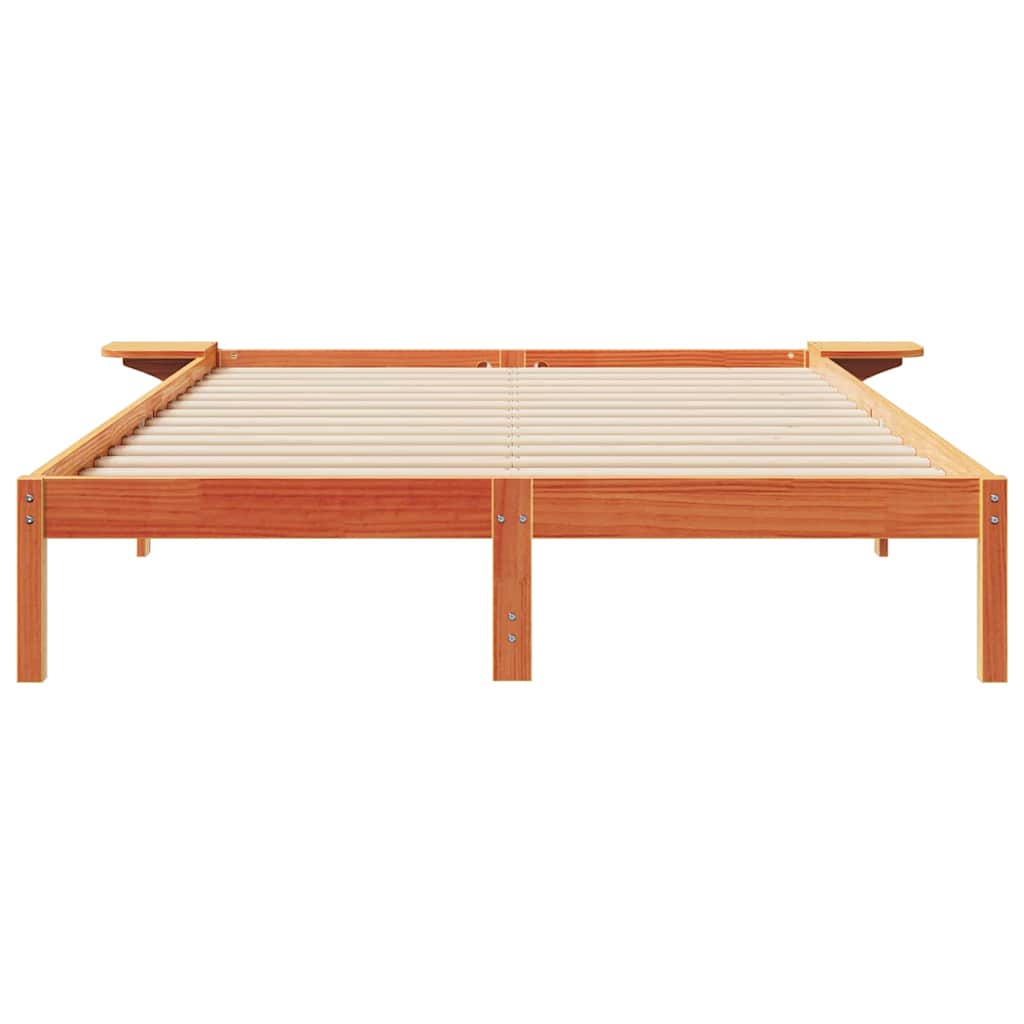 Cadre de lit avec tables de chevet Brun cire 140 x 210 cm - XIOS