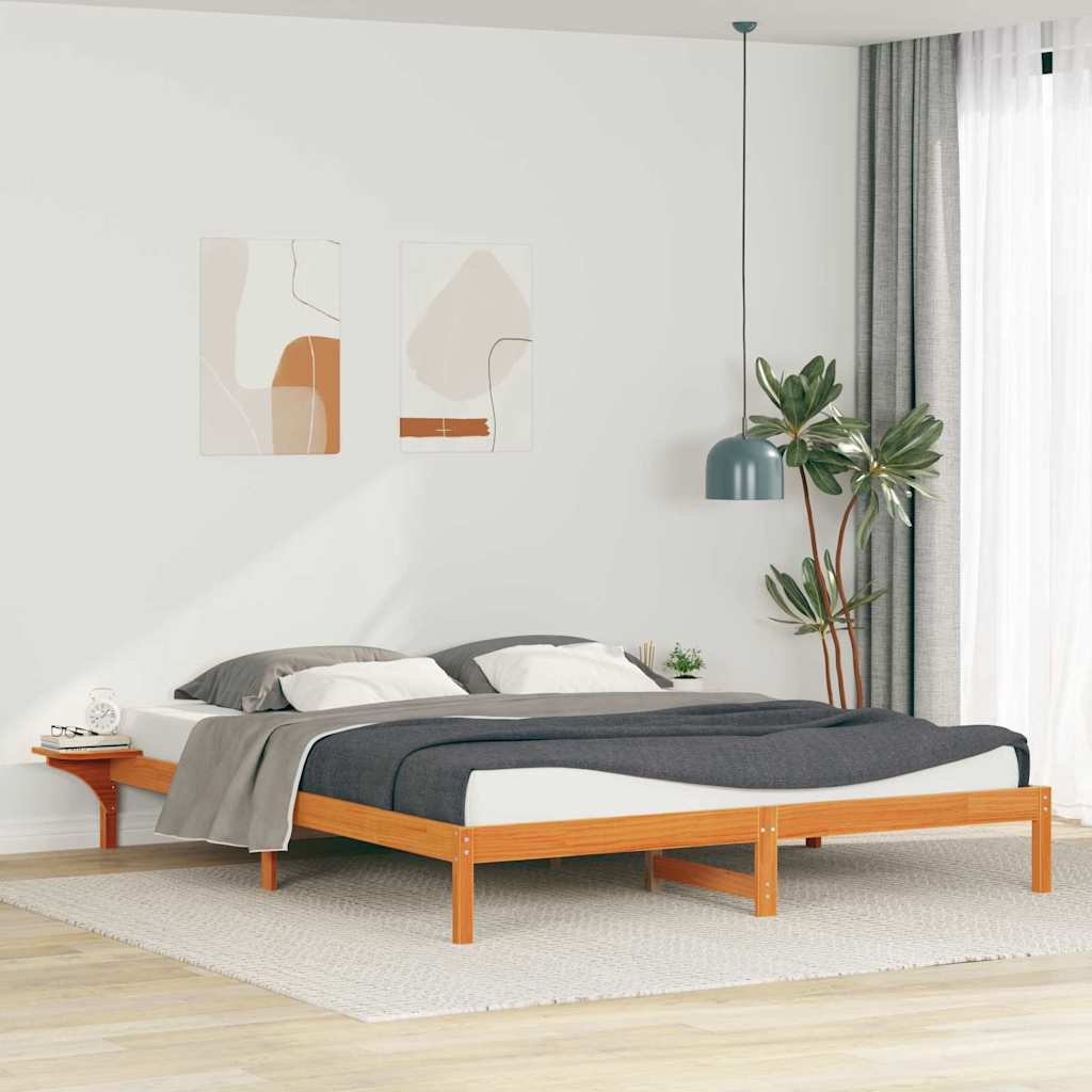 Cadre de lit avec tables de chevet Brun cire 200 x 210 cm - XIOS