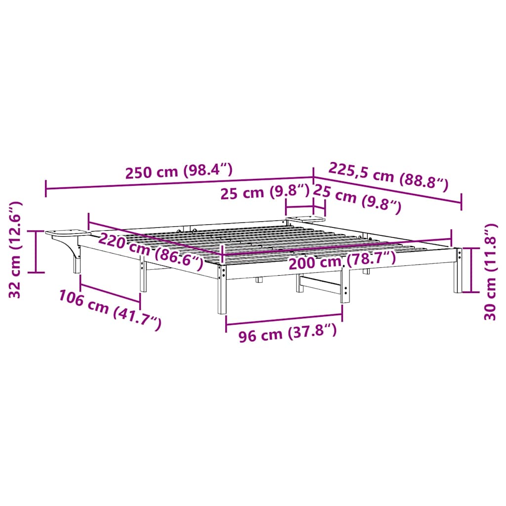 Cadre de lit avec tables de chevet Blanc 200 x 220 cm - XIOS