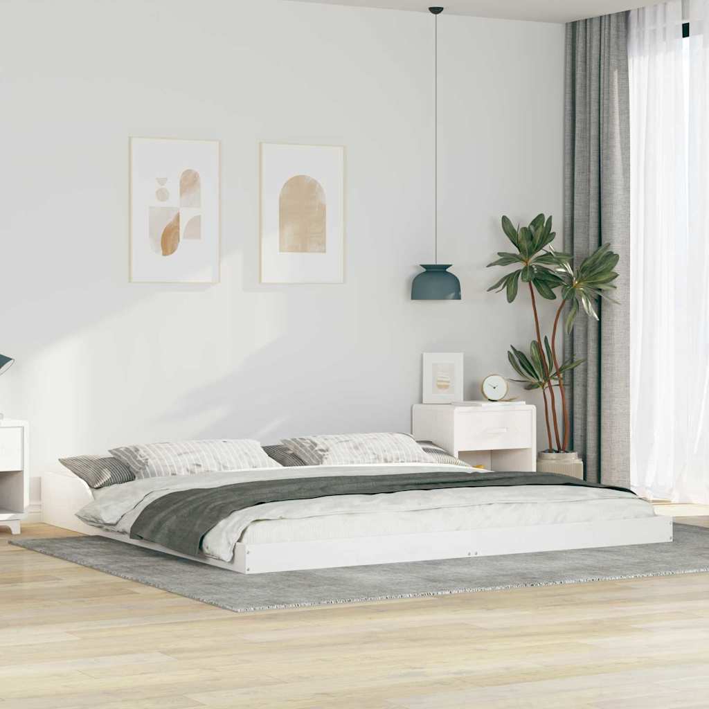 Cadre de lit Blanc 200 x 200 cm Pin massif - XIOS