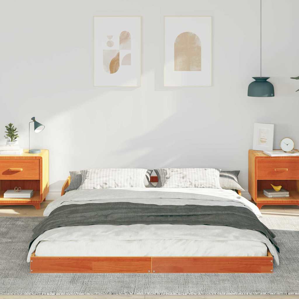 Cadre de lit Brun cire 150 x 200 cm Pin massif - XIOS