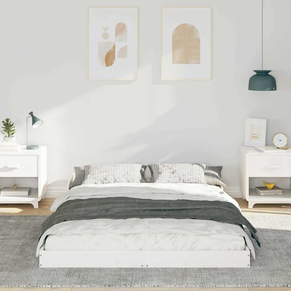 Cadre de lit Blanc 140 x 190 cm Pin massif - XIOS
