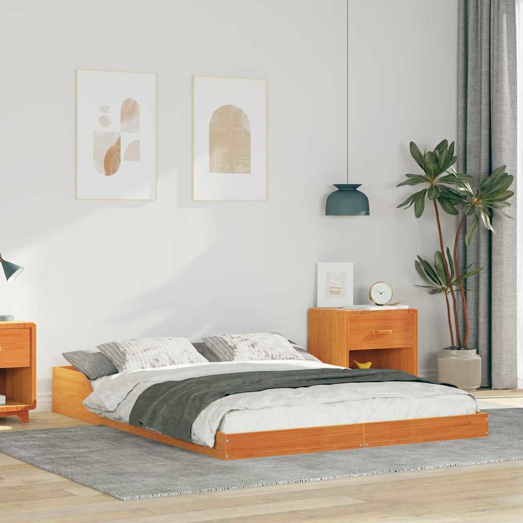 Cadre de lit Brun cire 140 x 190 cm Pin massif - XIOS