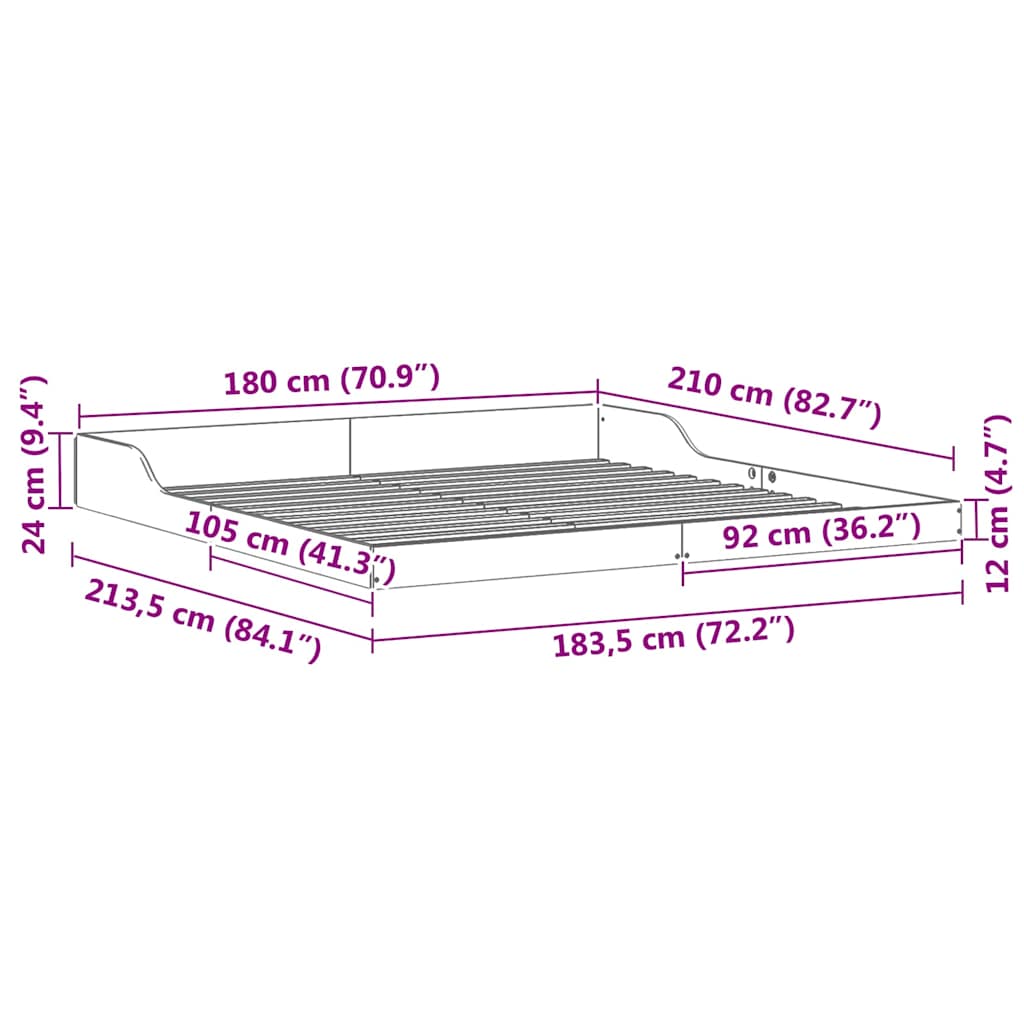 Cadre de lit Blanc 180 x 210 cm Pin massif - XIOS