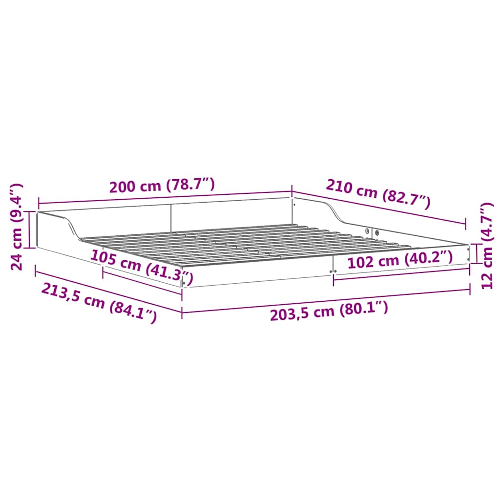 Cadre de lit Blanc 200 x 210 cm Pin massif - XIOS