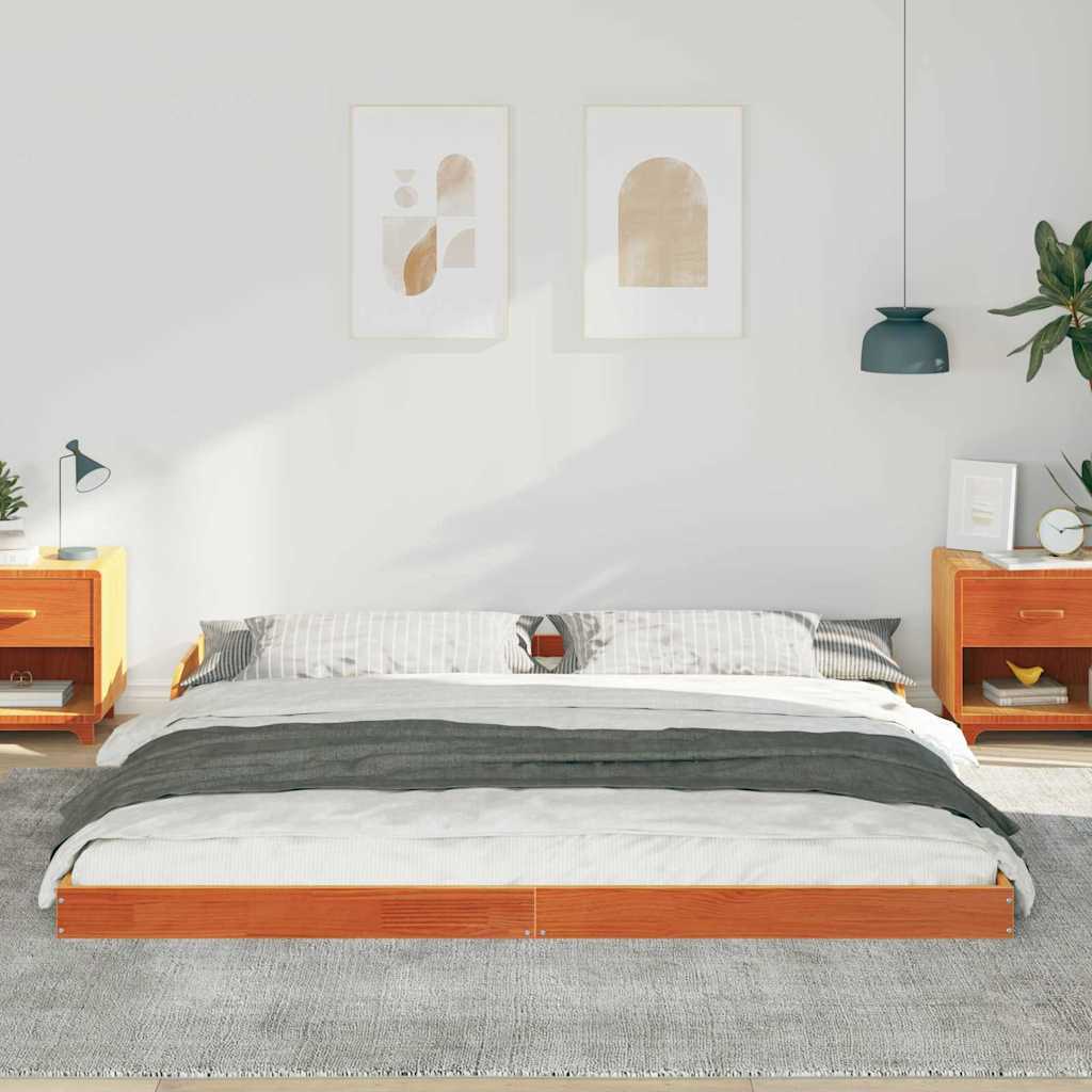 Cadre de lit Brun cire 200 x 220 cm Pin massif - XIOS