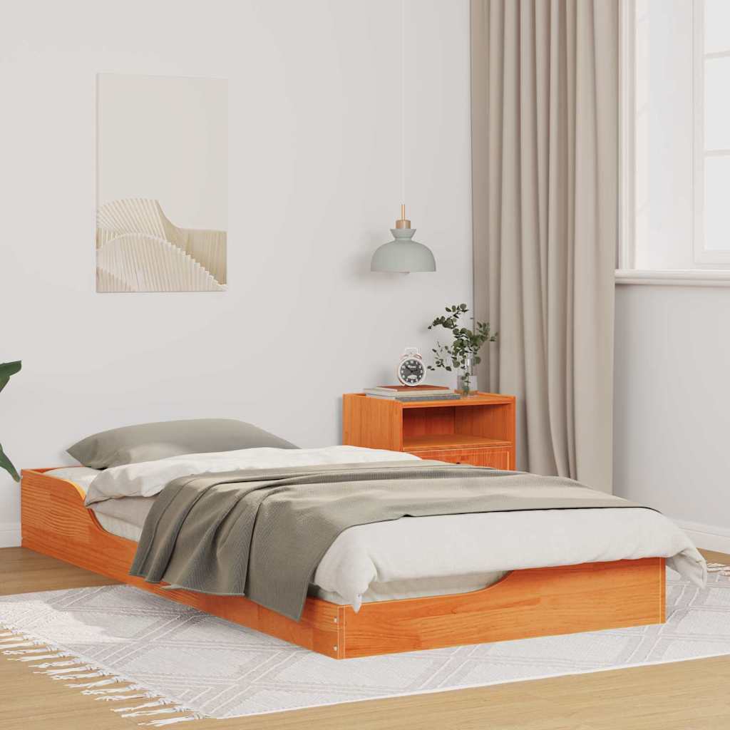 Cadre de lit Brun cire 100 x 200 cm Pin massif - XIOS