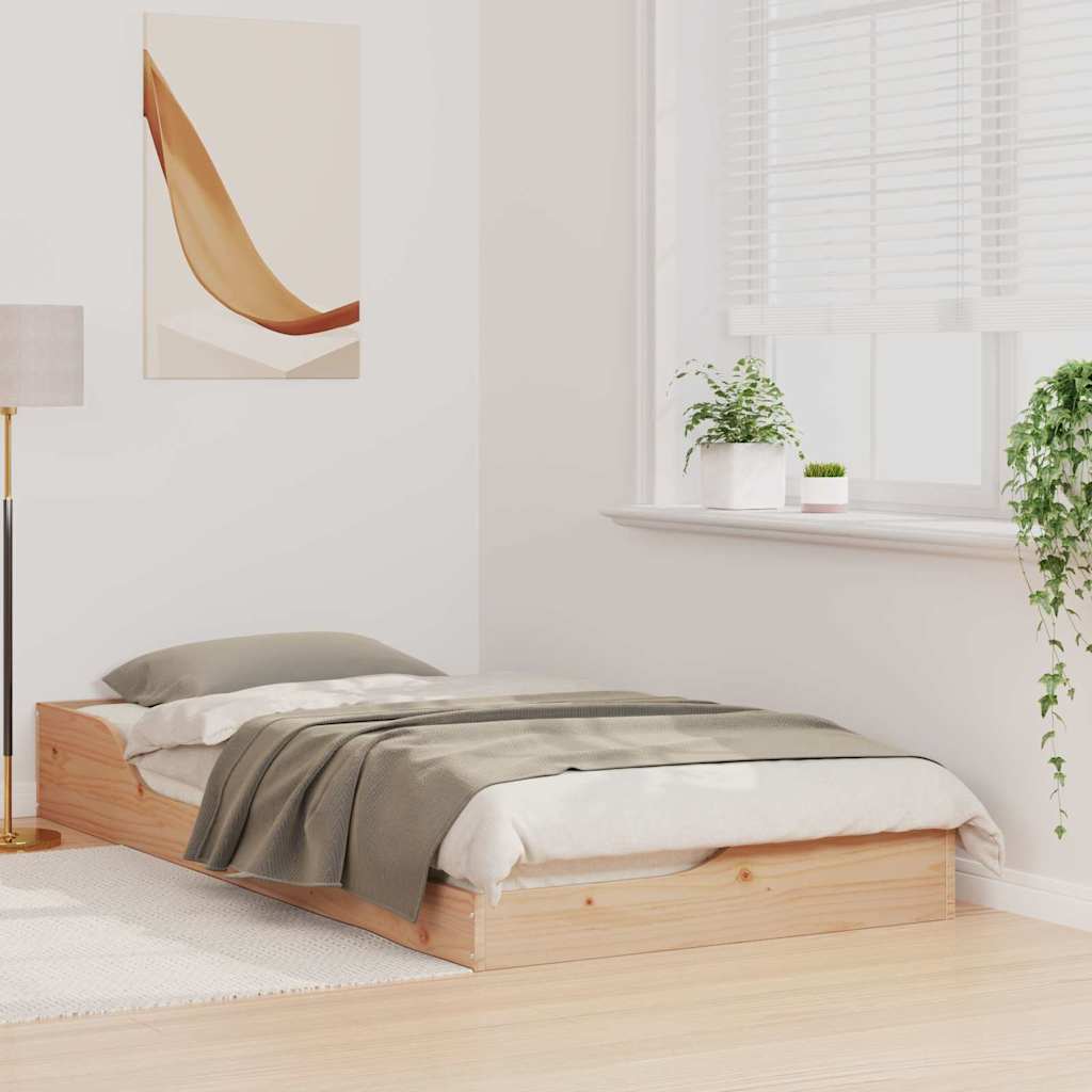 Cadre de lit surélevé Marron 90 x 190 cm Bois massif en pin - XIOS