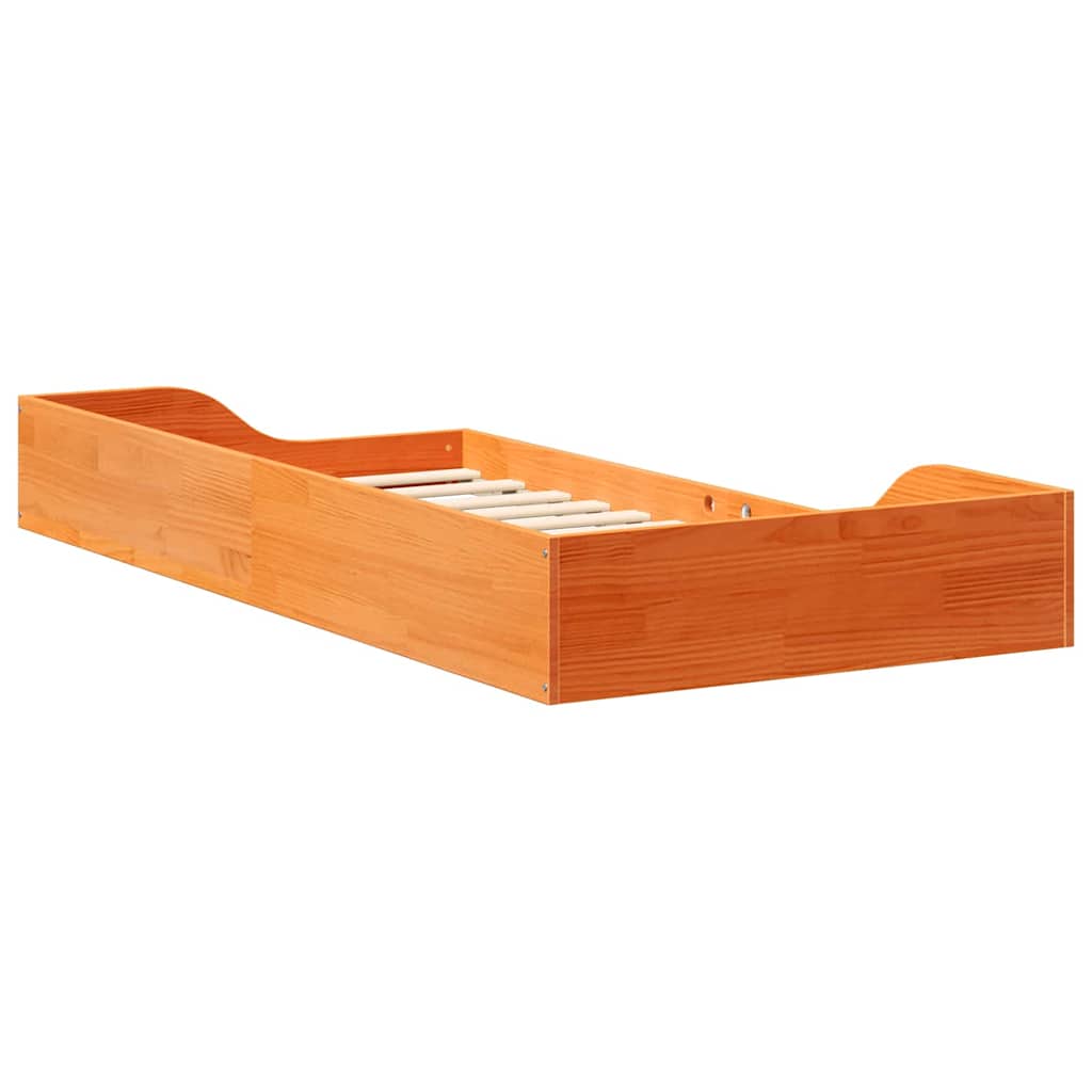 Cadre de lit Brun cire 90 x 190 cm Pin massif - XIOS