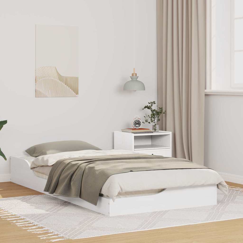 Cadre de lit surélevé Blanc 75 x 190 cm Bois massif en pin - XIOS