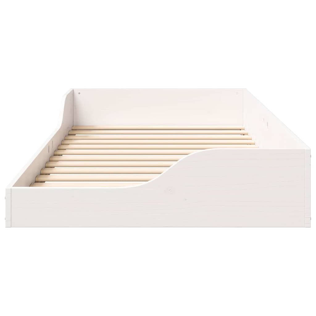 Cadre de lit surélevé Blanc 75 x 190 cm Bois massif en pin - XIOS