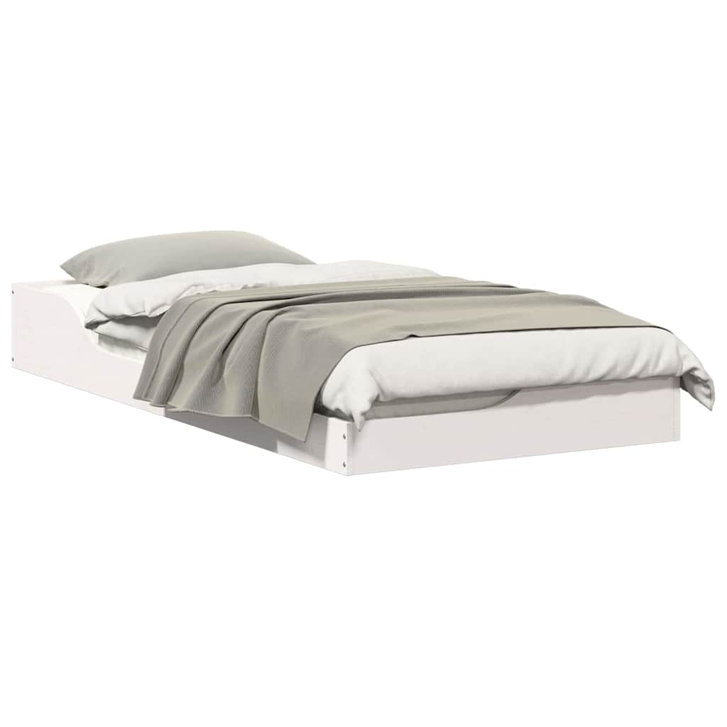 Cadre de lit surélevé Blanc 75 x 190 cm Bois massif en pin - XIOS