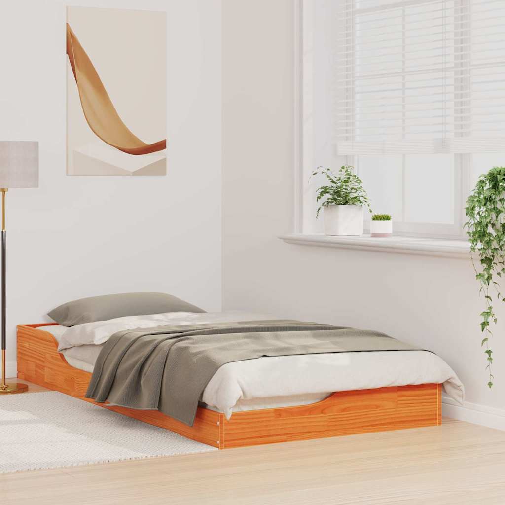 Cadre de lit Brun cire 75 x 190 cm Pin massif - XIOS