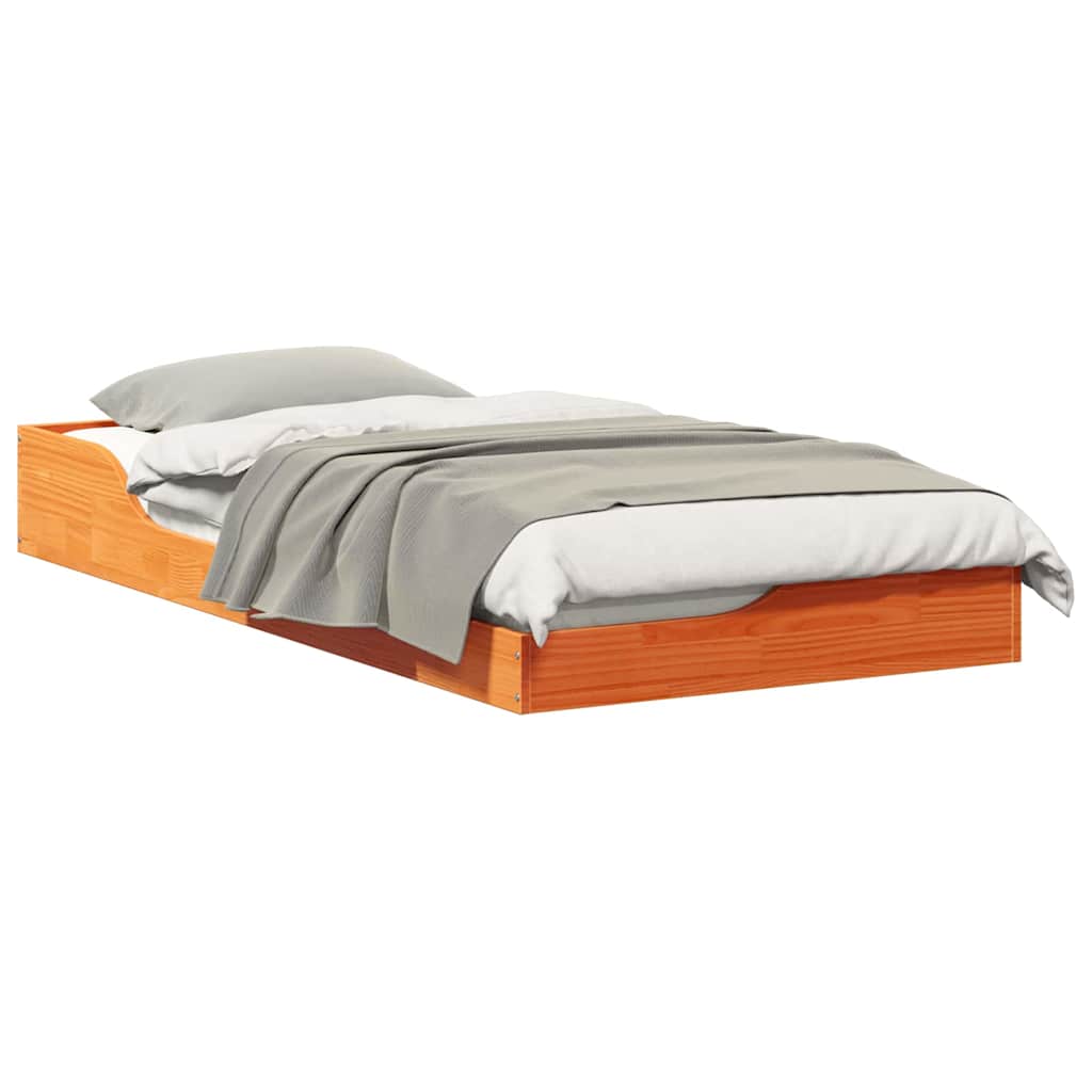 Cadre de lit Brun cire 75 x 190 cm Pin massif - XIOS