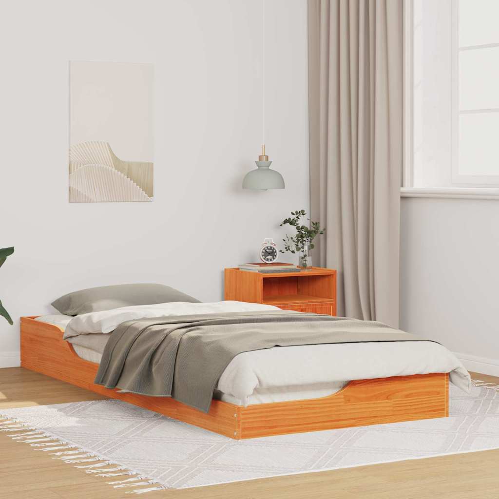 Cadre de lit Brun cire 80 x 210 cm Pin massif - XIOS