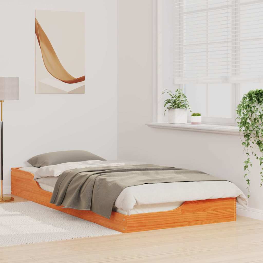 Cadre de lit Brun cire 90 x 210 cm Pin massif - XIOS