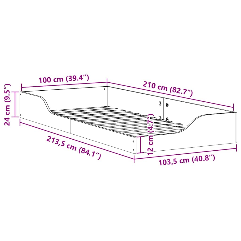 Cadre de lit Brun cire 100 x 210 cm Pin massif - XIOS