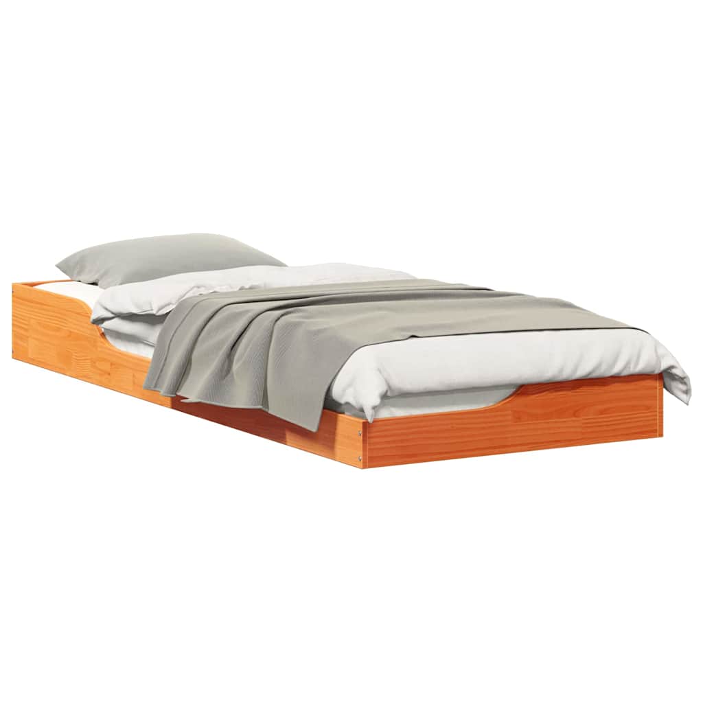 Cadre de lit Brun cire 80 x 220 cm Pin massif - XIOS