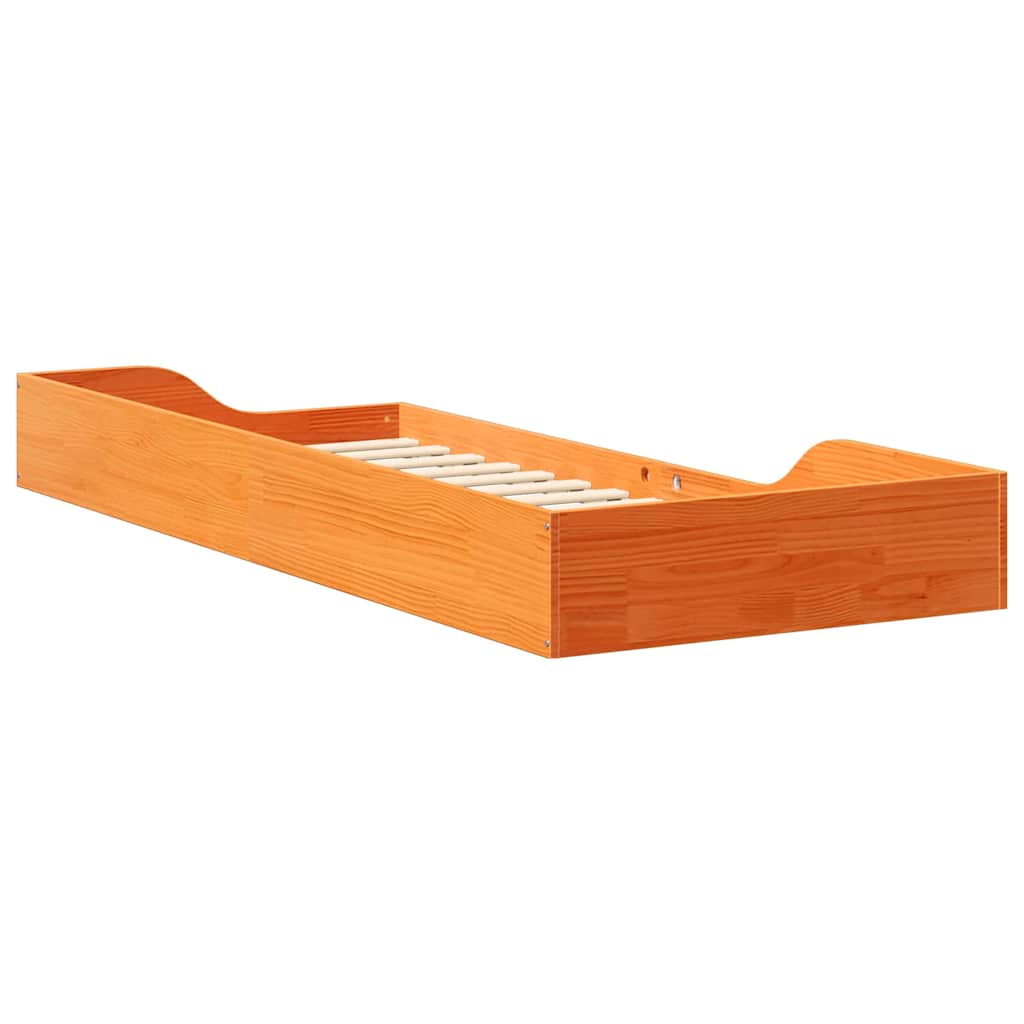 Cadre de lit Brun cire 90 x 220 cm Pin massif - XIOS