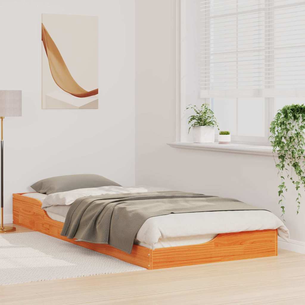 Cadre de lit Brun cire 100 x 220 cm Pin massif - XIOS