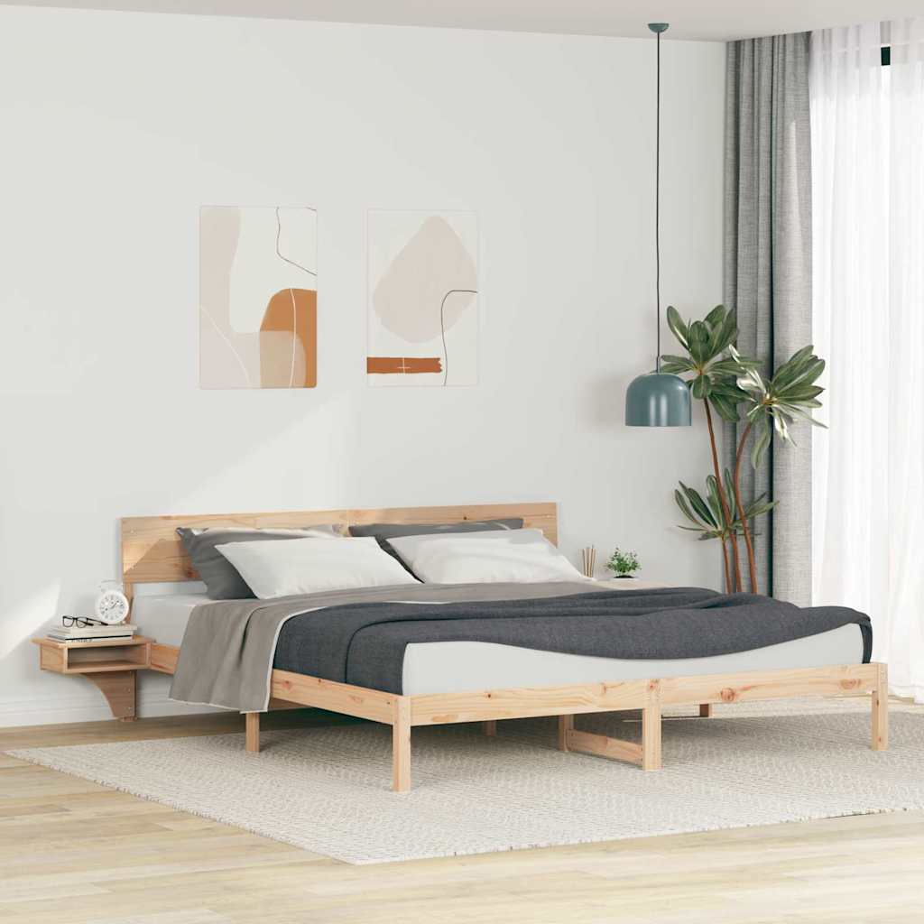 Cadre de lit avec tête de lit Marron 180 x 200 cm Pin massif