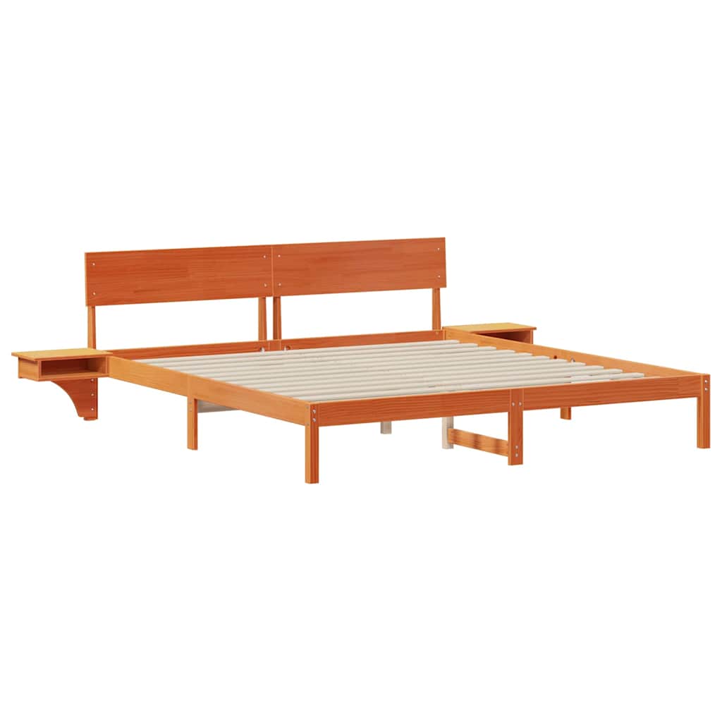 Cadre de lit avec tête de lit Brun cire 180 x 200 cm Pin massif - XIOS