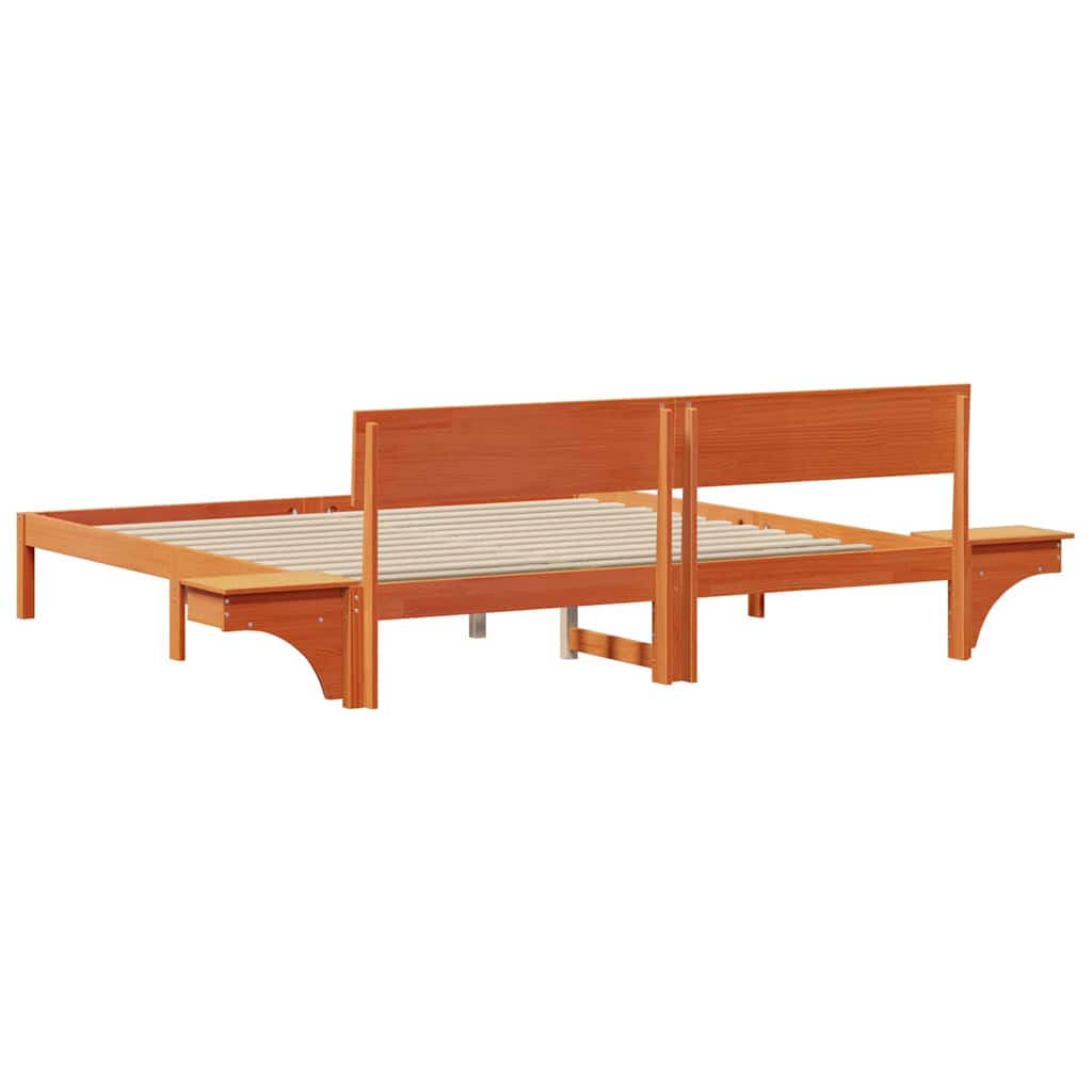 Cadre de lit avec tête de lit Brun cire 180 x 200 cm Pin massif - XIOS