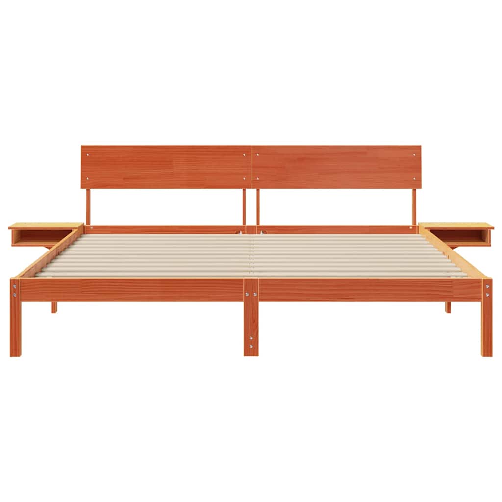 Cadre de lit avec tête de lit Brun cire 180 x 200 cm Pin massif - XIOS