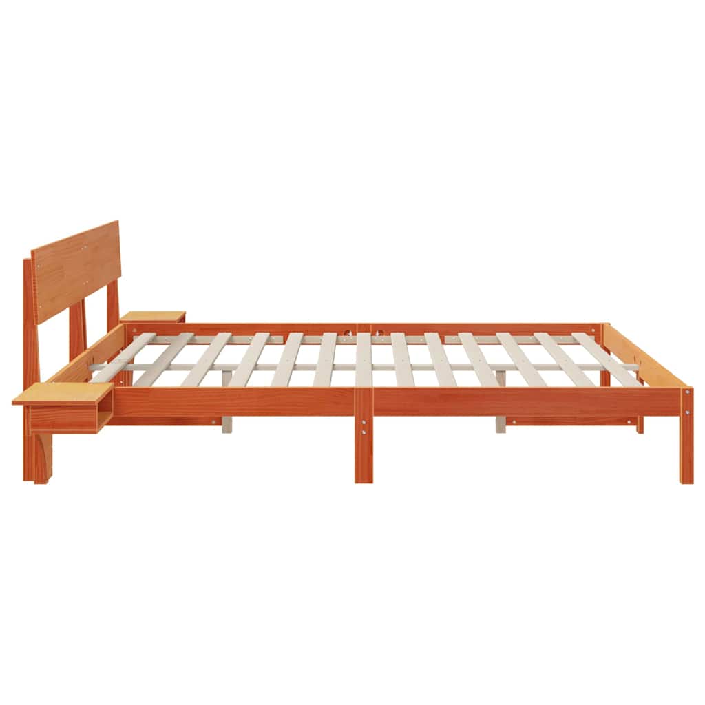 Cadre de lit avec tête de lit Brun cire 180 x 200 cm Pin massif - XIOS