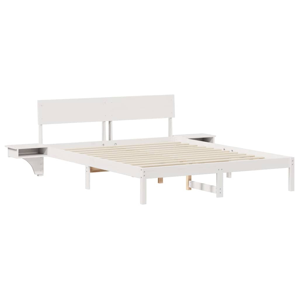 Cadre de lit avec tête de lit Blanc 160 x 200 cm Pin massif - XIOS