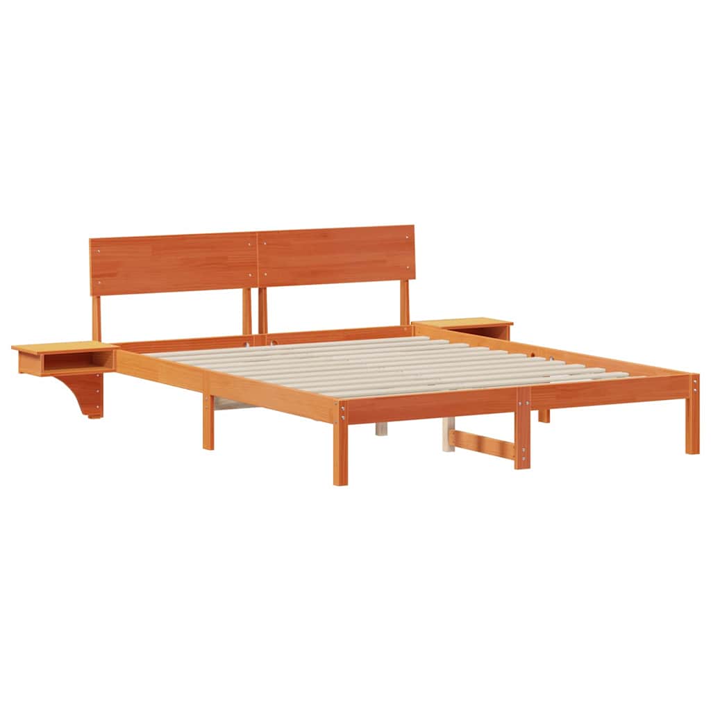 Cadre de lit avec tête de lit Brun cire 160 x 200 cm Pin massif - XIOS