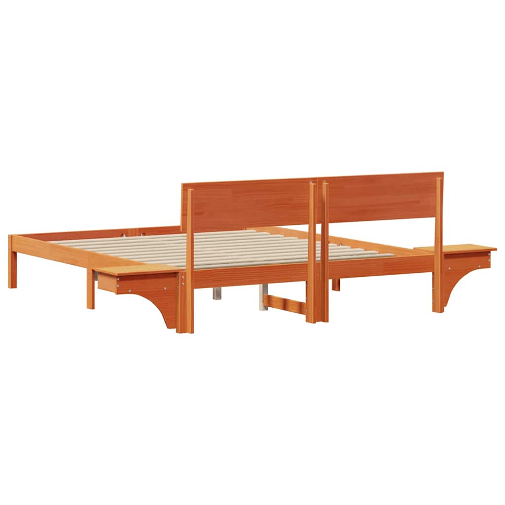 Cadre de lit avec tête de lit Brun cire 150 x 200 cm Pin massif - XIOS