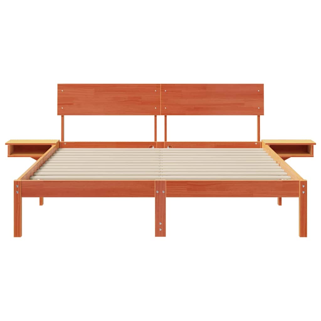 Cadre de lit avec tête de lit Brun cire 150 x 200 cm Pin massif - XIOS