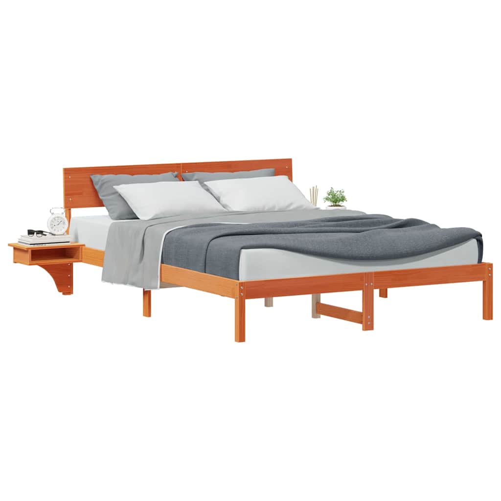 Cadre de lit avec tête de lit Brun cire 150 x 200 cm Pin massif - XIOS