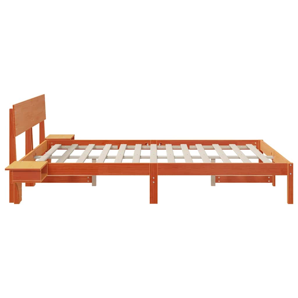 Cadre de lit avec tête de lit Brun cire 150 x 200 cm Pin massif - XIOS