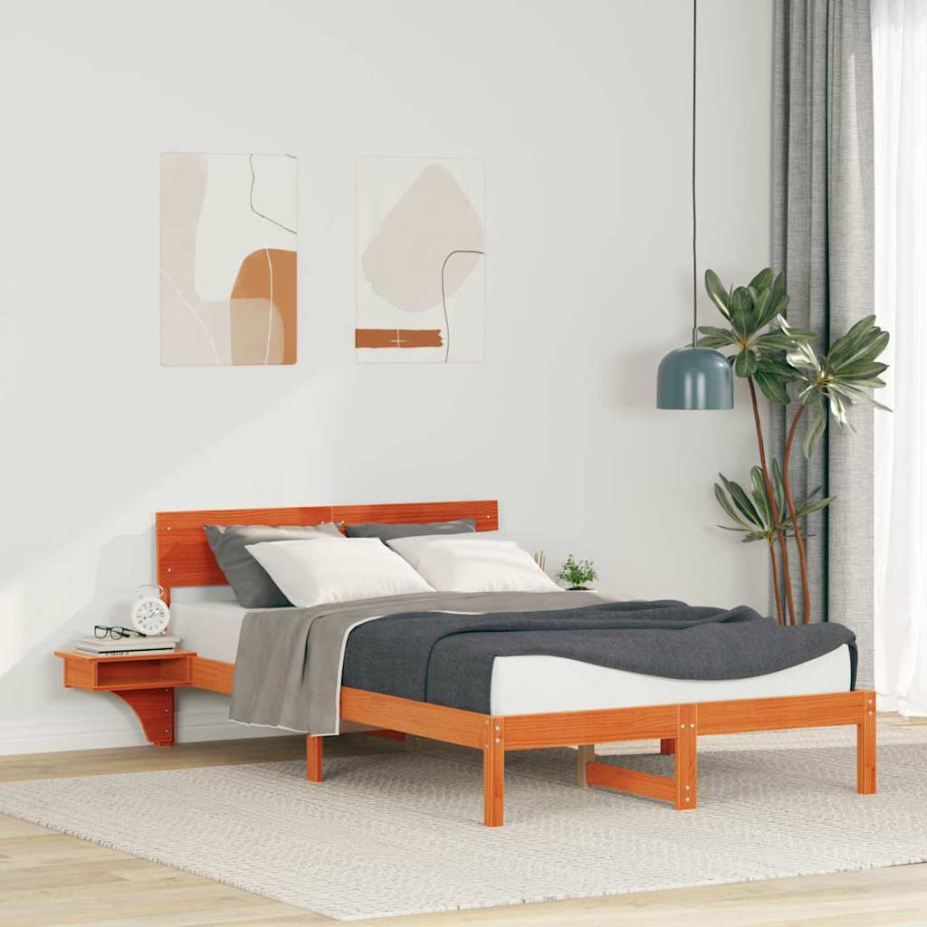 Cadre de lit avec tête de lit Brun cire 140 x 200 cm Pin massif - XIOS