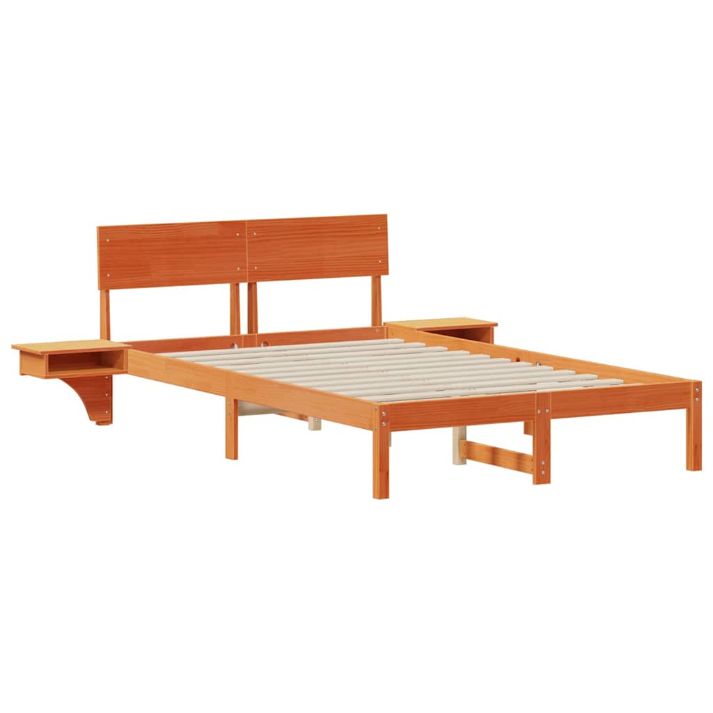 Cadre de lit avec tête de lit Brun cire 140 x 200 cm Pin massif - XIOS