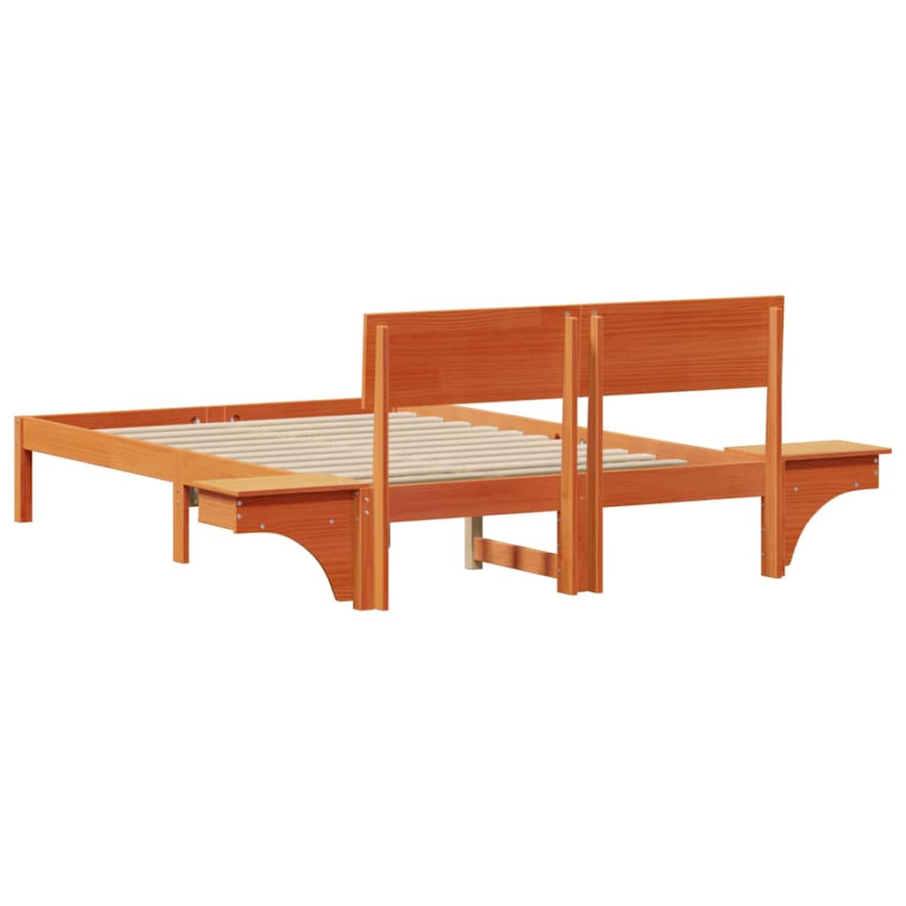 Cadre de lit avec tête de lit Brun cire 140 x 200 cm Pin massif - XIOS