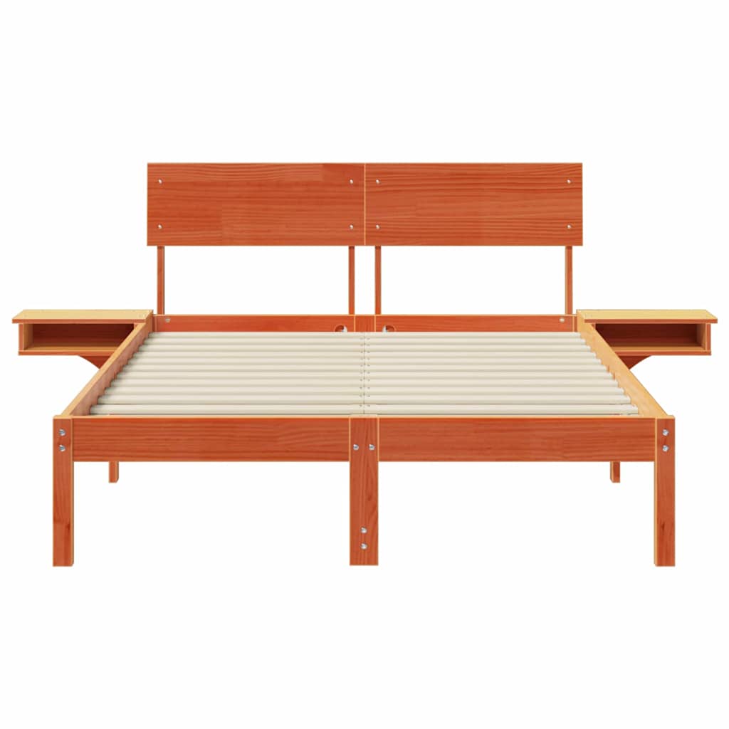 Cadre de lit avec tête de lit Brun cire 140 x 200 cm Pin massif - XIOS