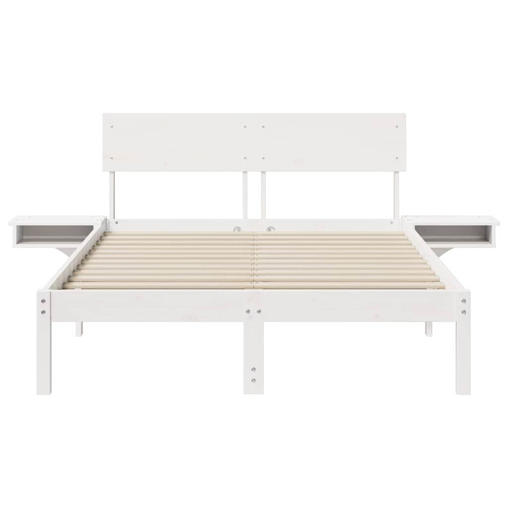 Cadre de lit avec tête de lit Blanc 140 x 190 cm Pin massif - XIOS