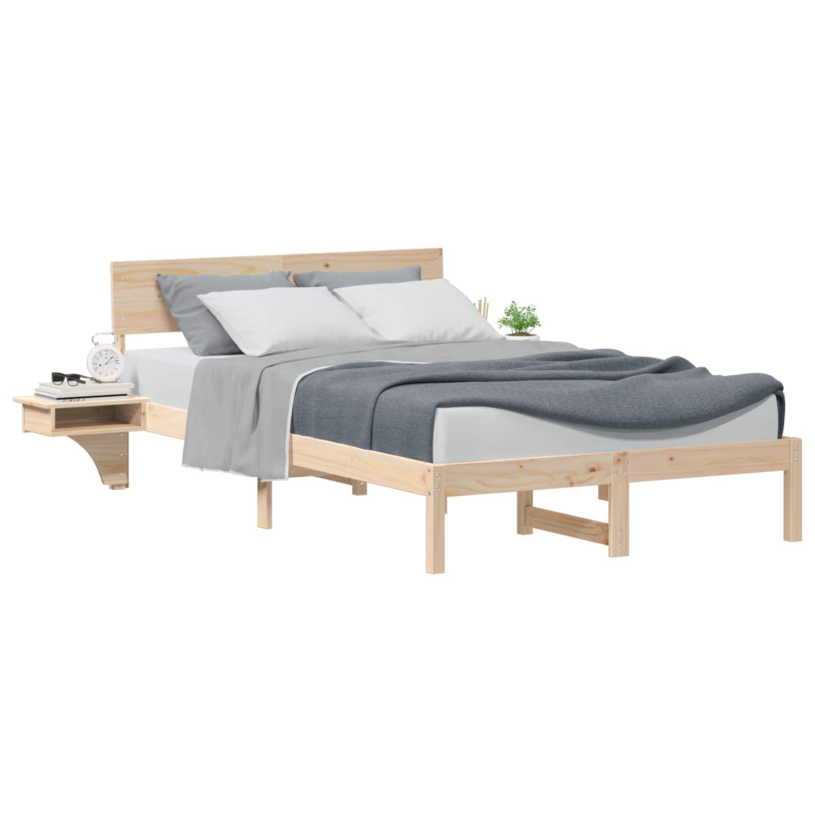 Cadre de lit avec tête de lit Marron 135 x 190 cm Pin massif - XIOS