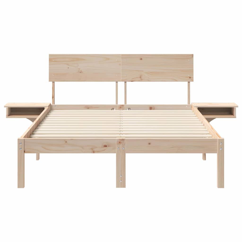 Cadre de lit avec tête de lit Marron 135 x 190 cm Pin massif - XIOS